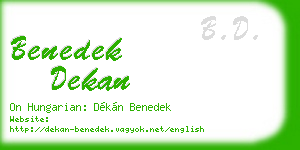 benedek dekan business card